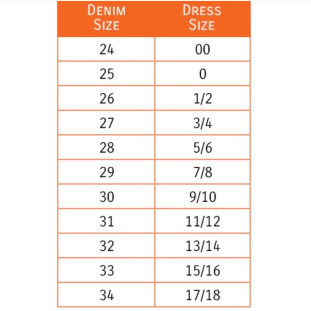 Size Chart for reference